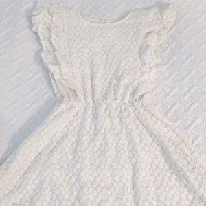 Gap Kids Mesh Embroidered Flower White Sleeveless Dress Size L